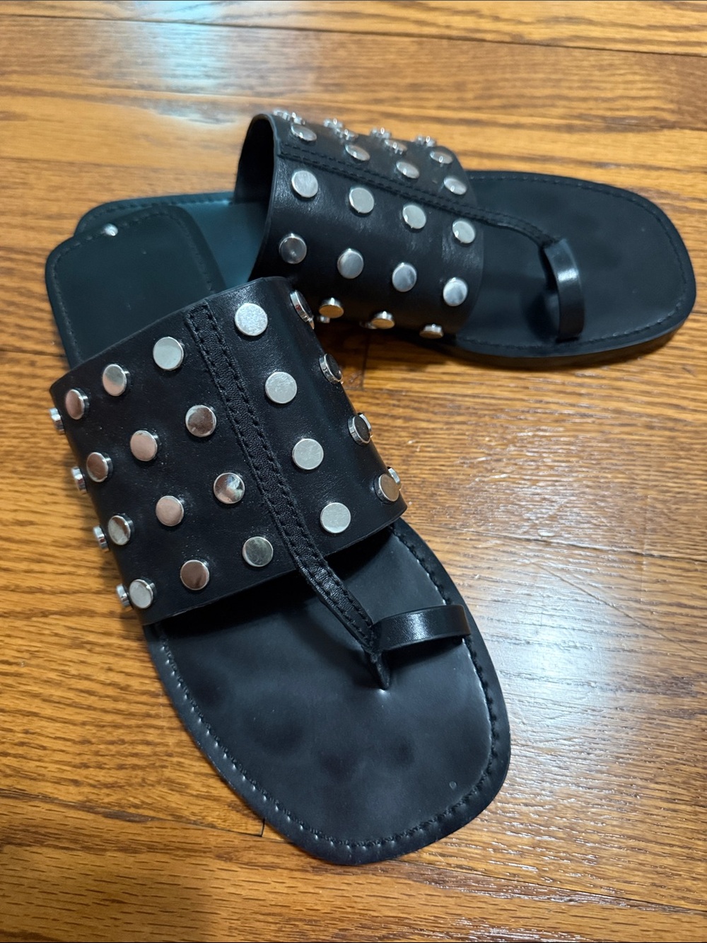 Stud-Embellished Black Slide Sandals Womens from Zara - Picture 5 of 8